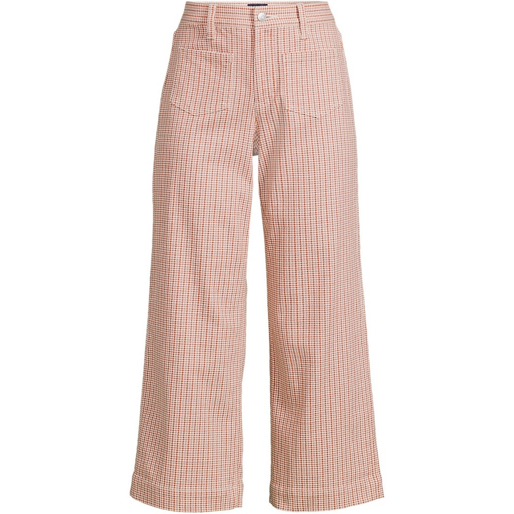 Lands End Printed Twill High Rise 5-Pocket Wide Leg Crop Pants, Size 10